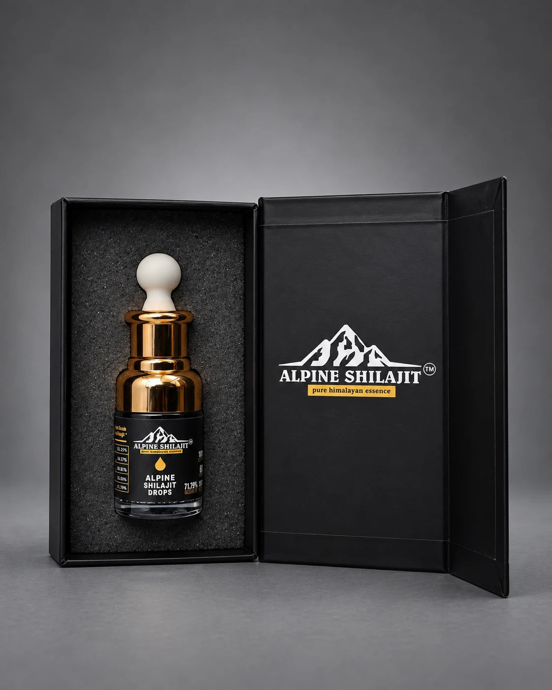 Open Shilajit drops packaging